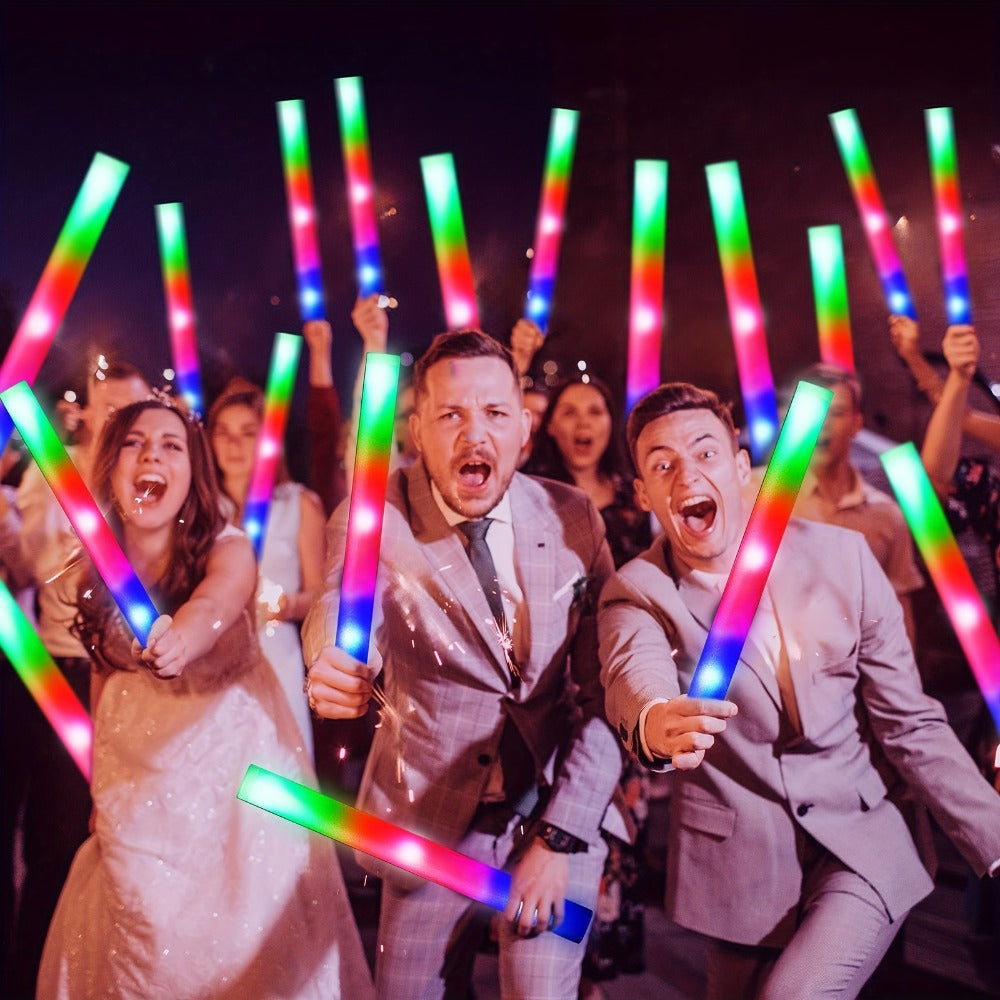 LED Glow Sticks Party Set – Foam Glow Sticks with 3 Light Modes, Glow Glasses, Headbands & Finger Lights for Rave, Wedding, Birthday, Concert, Halloween, Christmas & New Year Party - product image