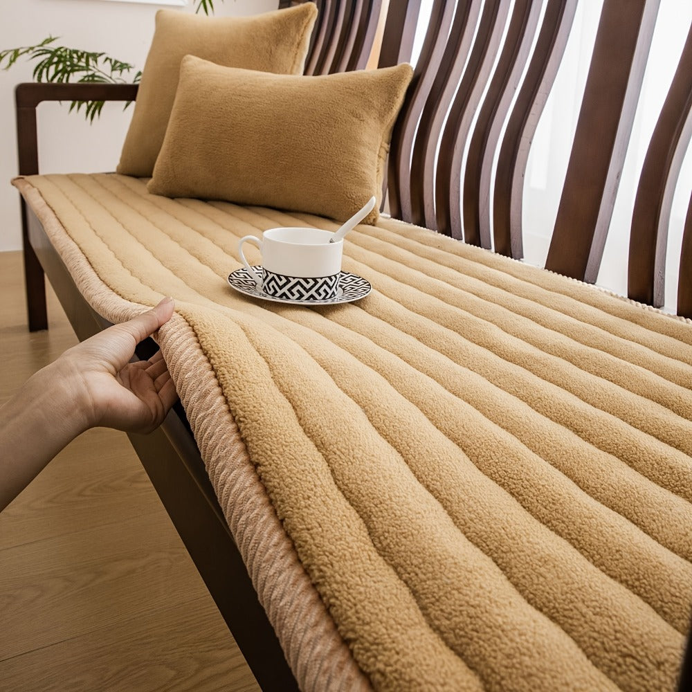Plush Sofa Cover Bohemian Style Thickened Short Plush Non-Slip Machine Washable Pet Friendly Sofa Slipcover for Living Room Bedroom Office - Armrest Pad to 4 Seater - product image 36