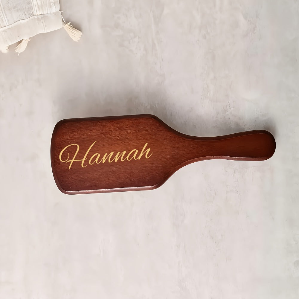 Personalized Engraved Wooden Hair Brush Custom Name - Handmade Bridesmaid Wedding Gift Mother's Day Teacher's Day Valentine's Day Gift for Women Round Square - product image 5