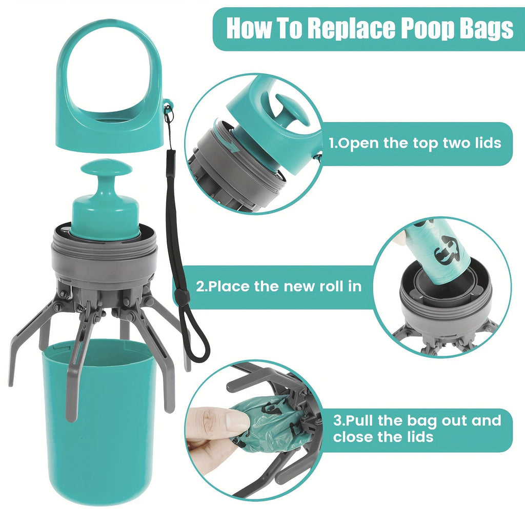 Dog Poop Scooper with Bag Dispenser – 5-Pack Portable Claw Design, Leak-Proof Waste Bags Included, Sturdy Plastic for Outdoor Dog Waste Pickup, Green - product image 6