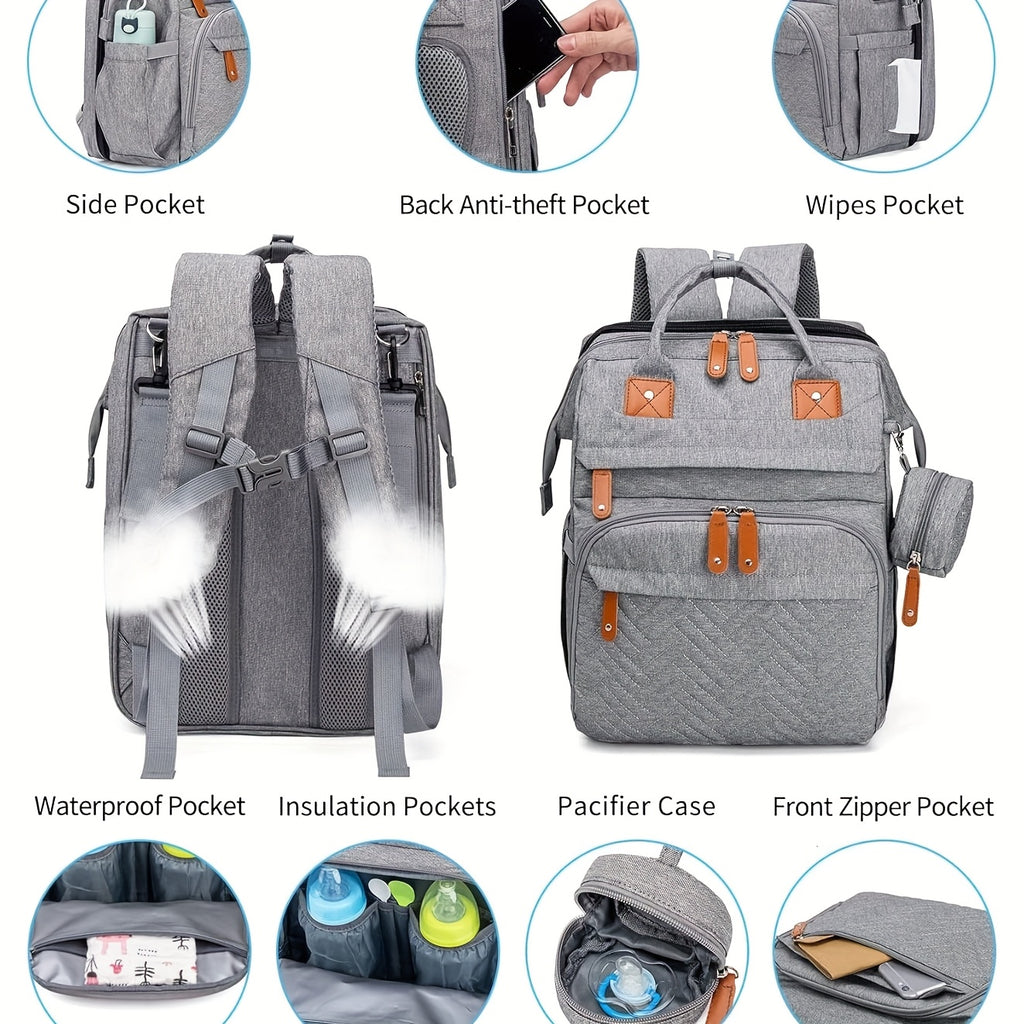 Diaper Bag Backpack, Diaper Bags, Shower Gifts, Multifunctional Diaper Backpack Large Capacity, (Heather Grey), Items, Necessitied - product image 6