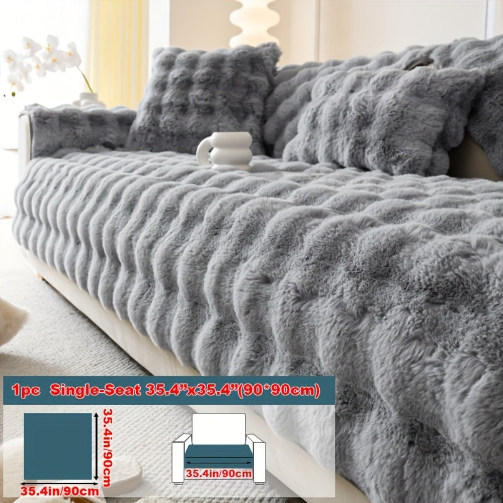 Faux Rabbit Plush Sofa Cover Winter Warm Thickened Anti-Slip Pet Friendly Cushion Protector for Living Room Bedroom Office 1 2 3 4 Seater - product image 26