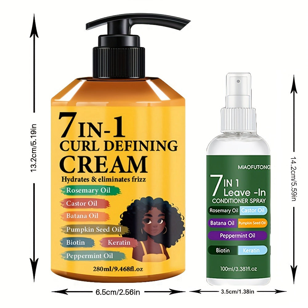 Rosemary Hair Growth Styling Cream & Leave-In Conditioner Spray Set 2pcs - 7-in-1 Formula with Castor, Batana & Pumpkin Seed Oil, Biotin & Keratin for All Hair Types | 9.47oz + 3.3 - product image 5