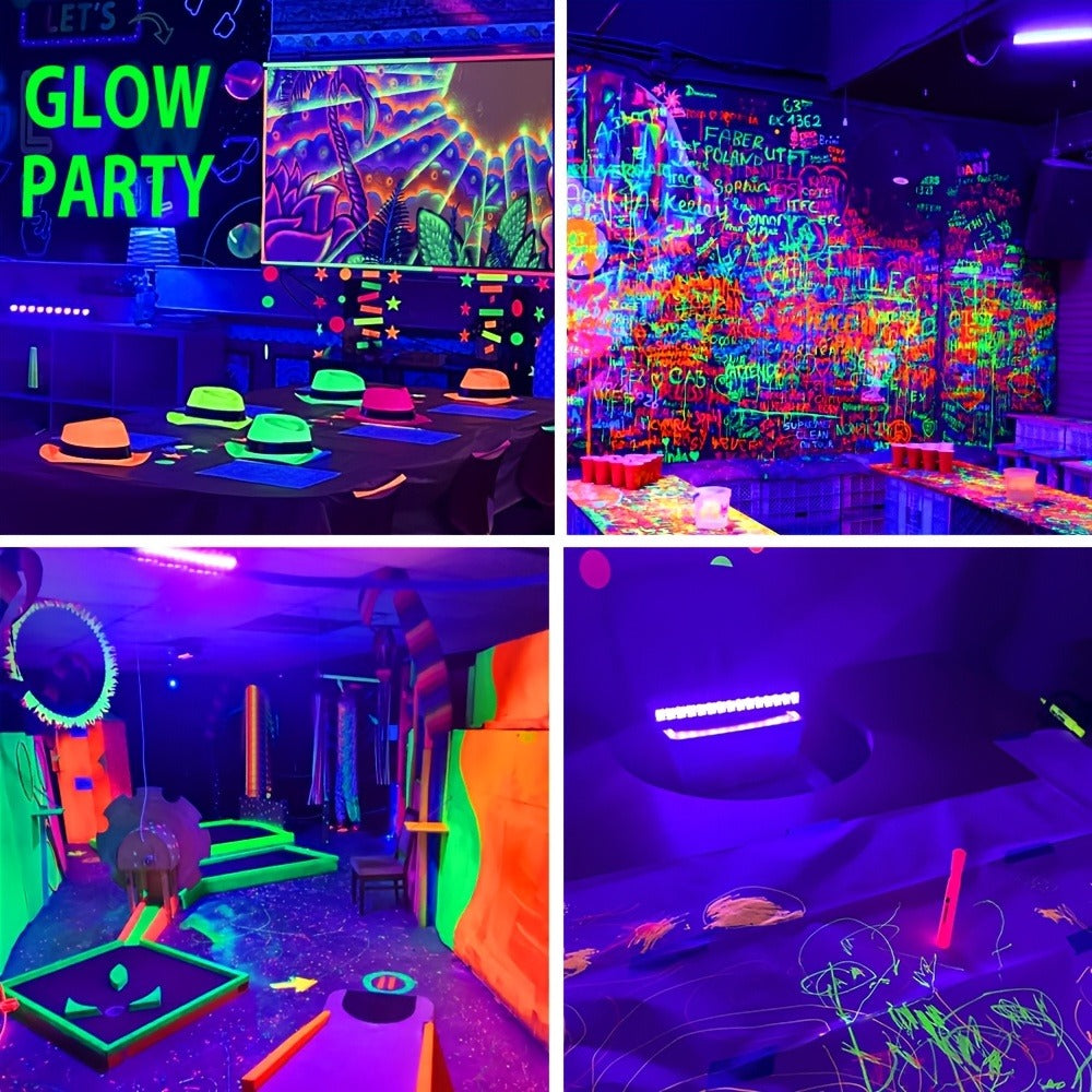 UV Black Light Bars & Strips 8-Piece Set – 385-400nm USB Powered 5V LED Blacklight for Glow Party, Halloween, Neon Party, Body Paint & Fluorescent Art (4x32cm + 4x250cm) - product image 7
