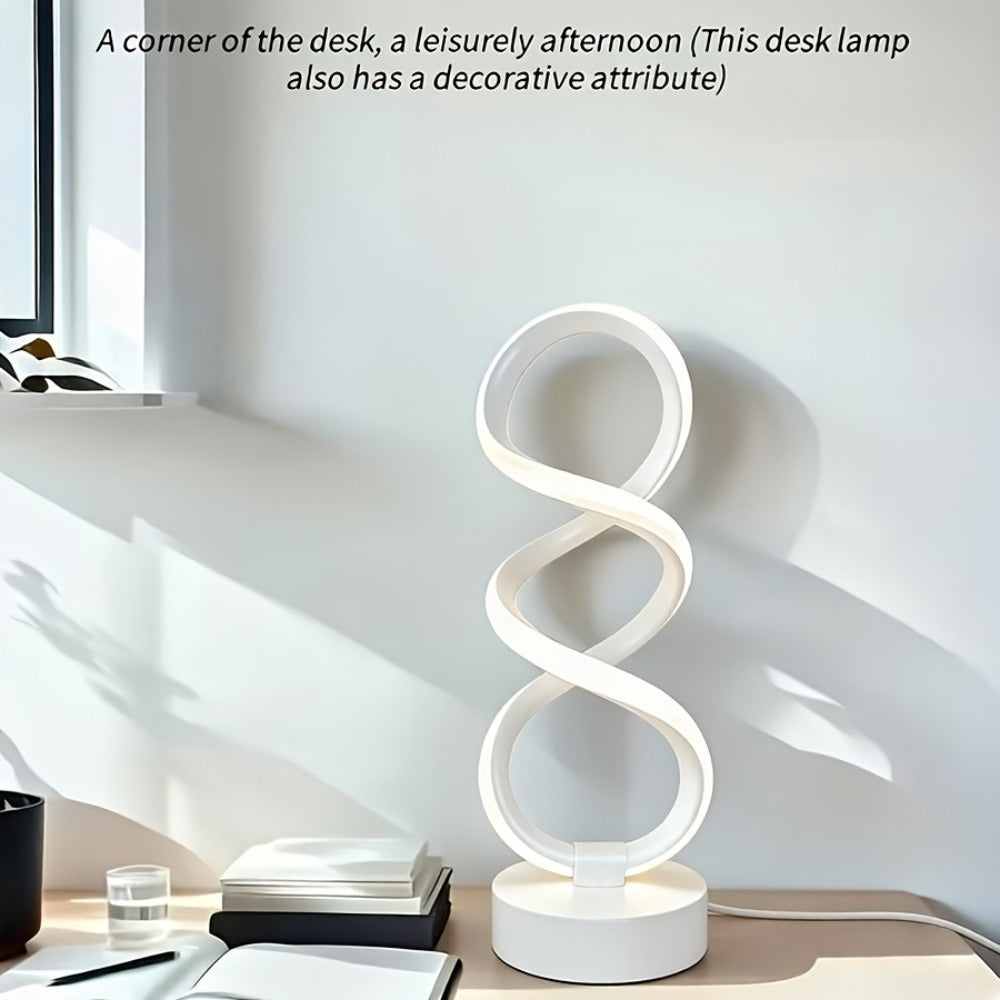 Spiral LED Table Lamp, Dimmable Push Button Control Desk Light for Bedroom Living Room Office, Modern Metal Base Indoor Accent Lamp, Unique Spiral Design Home Decor Gift for Christ - product image 3