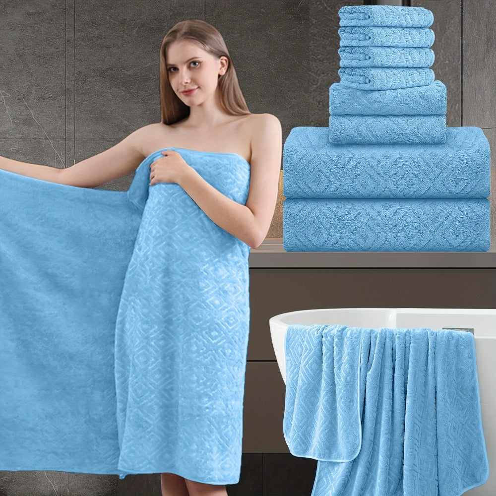 700GSM Bath Towel Set 8 Piece Extra Large Ultra Soft Thick - Highly Absorbent Quick Dry | 2 Oversized Bath Towels 2 Hand Towels 4 Washcloths | 16 Colors | Bathroom Hotel Gym Spa Ad - product image 13