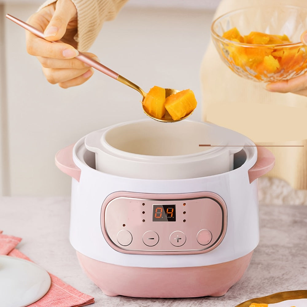 Electric Ceramic Stew Pot 1L 200W Anti Dry Burn 24H Intelligent Reservation Slow Cooker for Porridge Rice Soup Congee Small Family Individual Use - product image