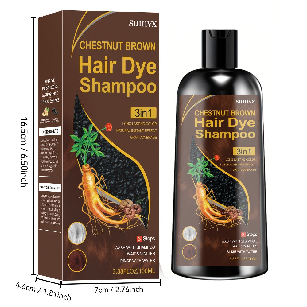 Gray Hair Coverage Shampoo 3-in-1 Natural Plant Formula – Long-Lasting Color, Deep Moisturizing, Gentle Non-Irritating Plant-Based Hair Dye Shampoo in Brown, Chestnut Brown & Black - product image 6