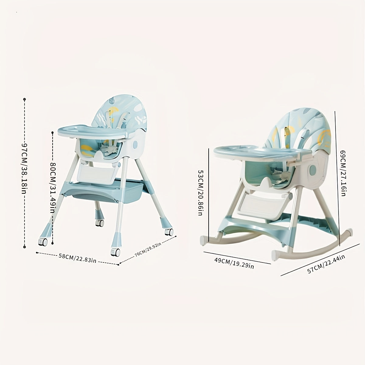 1pc Children's Multi-functional Dining Chair, Adjustable Children's Dining Chair Home Portable Dining Table Rocking Chair - product image 2