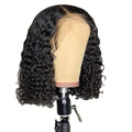 Water Wave Lace Front Wig Deep Curly Short Bob 14 Inch 150% Density Glueless – Adjustable Rose Net Cap Synthetic Wig for Women | Black | Daily Wear Cosplay Costume Party Gift - product image 8