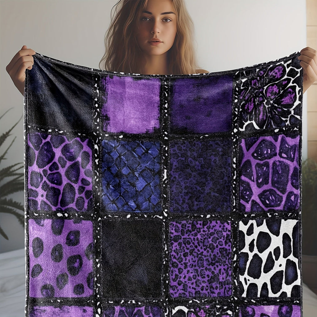 Purple Leopard Flannel Throw Blanket - Luxury Plush Soft Warm Cozy Blanket for Sofa Bed Car Camping Travel, All-Season Gift Blanket for Women - product image 7