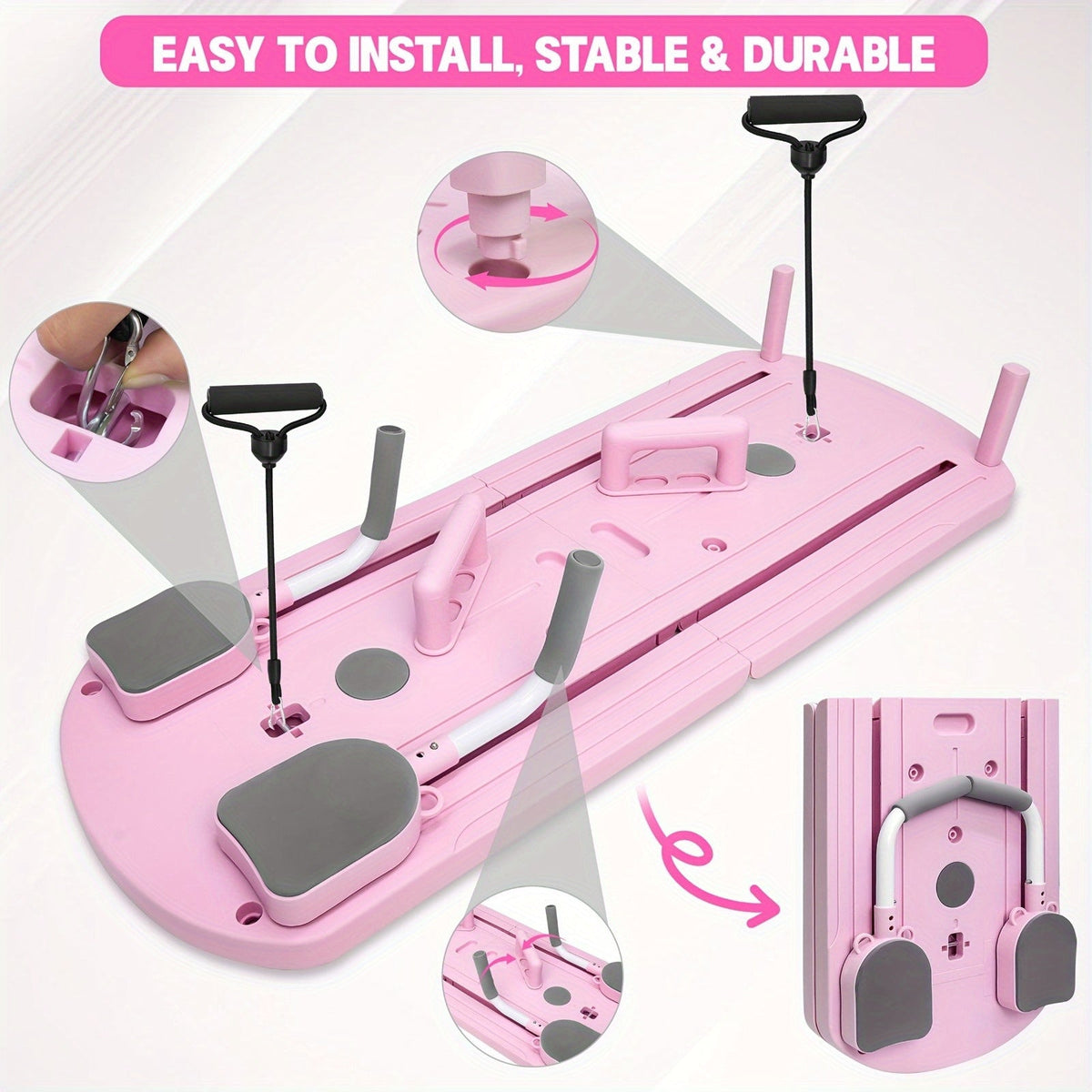 Collapsible Pilates Board 8-in-1 with Resistance Bands | Anti-Slip Yoga Push-Up Board for Core Strength, Balance, Fat Burning & Full Body Home Gym Training - product image 5