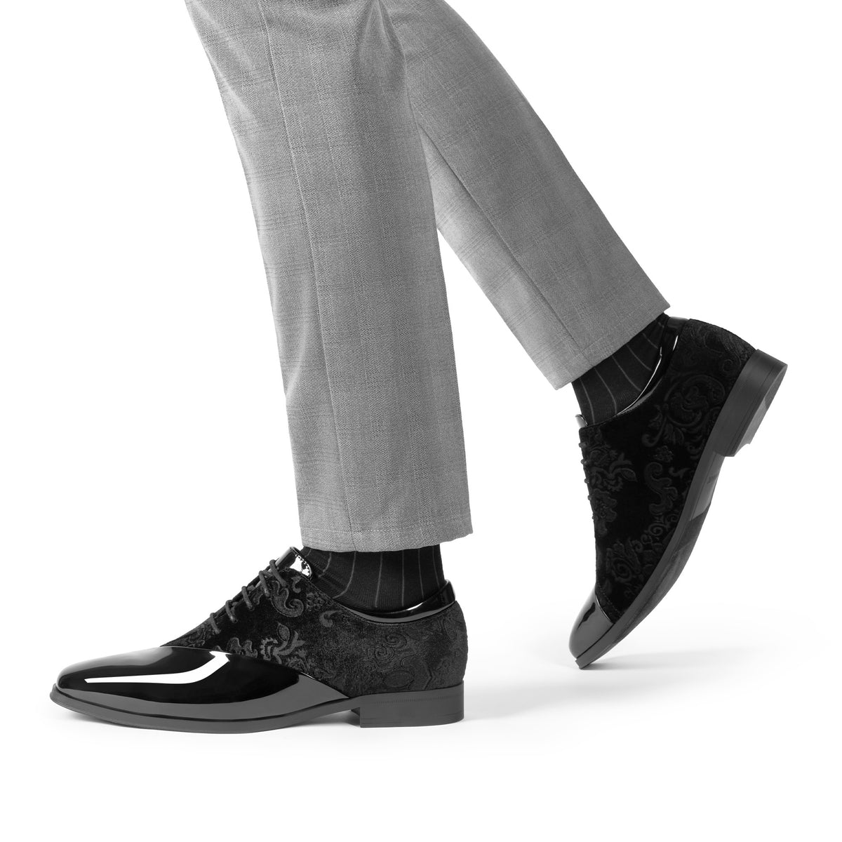 Men's formal tuxedo shoes classic patent velvet lace-up formal oxford shoes for wedding dresses - product image 3