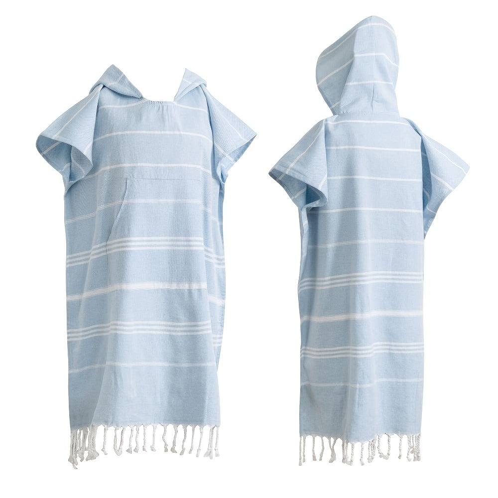 Hooded Beach Poncho Turkish Cotton Quick Dry Sandproof - Wearable Surf Changing Towel Lightweight Thin Bathrobe | S & L | Blue Green Purple Pink Gray | Swimming Diving Surfing Beac - product image 19