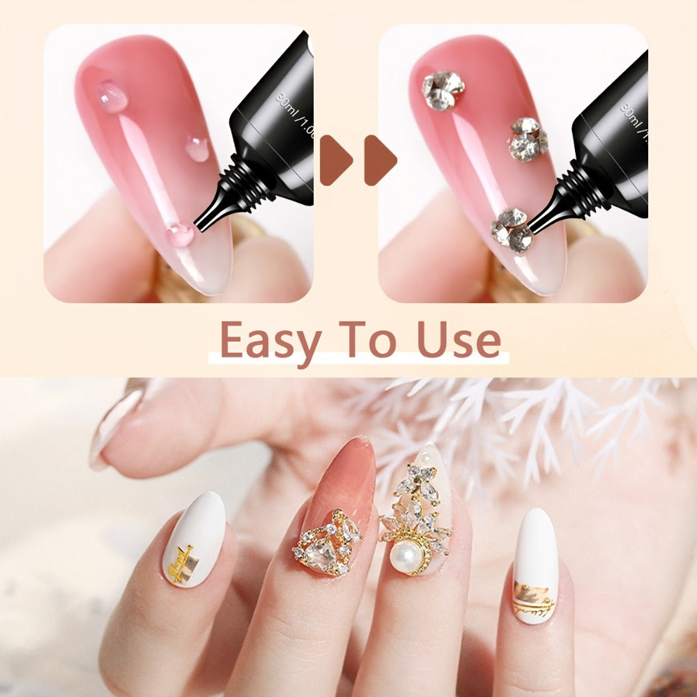 Nail Glue for Rhinestones 2pcs — LED Cured Super Strong Gel Adhesive for 3D Charms, Gems & Bling Nail Art Decorations | Alcohol-Free Transparent Crystal Nail Glue | Professional Na - product image 3