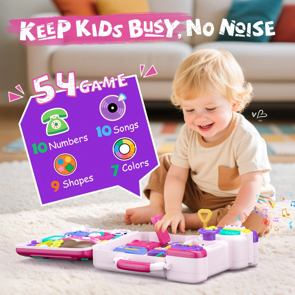Pink Baby Activity Board, Early Educational Motor Skills Developmental Toy for 1 2 Year Old Boys & Girls, Birthday Gift for Baby – Musical Busy Board Bus Toy - product image 5