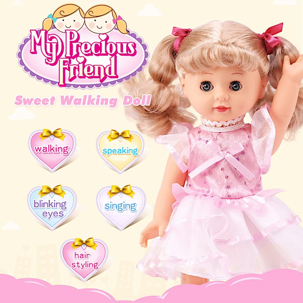 Walking Talking Doll Sonic Control 12 Inch Blonde Princess | Clap Activated Sings Walks Talks, Blinking Blue Eyes, Interactive Electronic Baby Doll, Birthday - product image 2