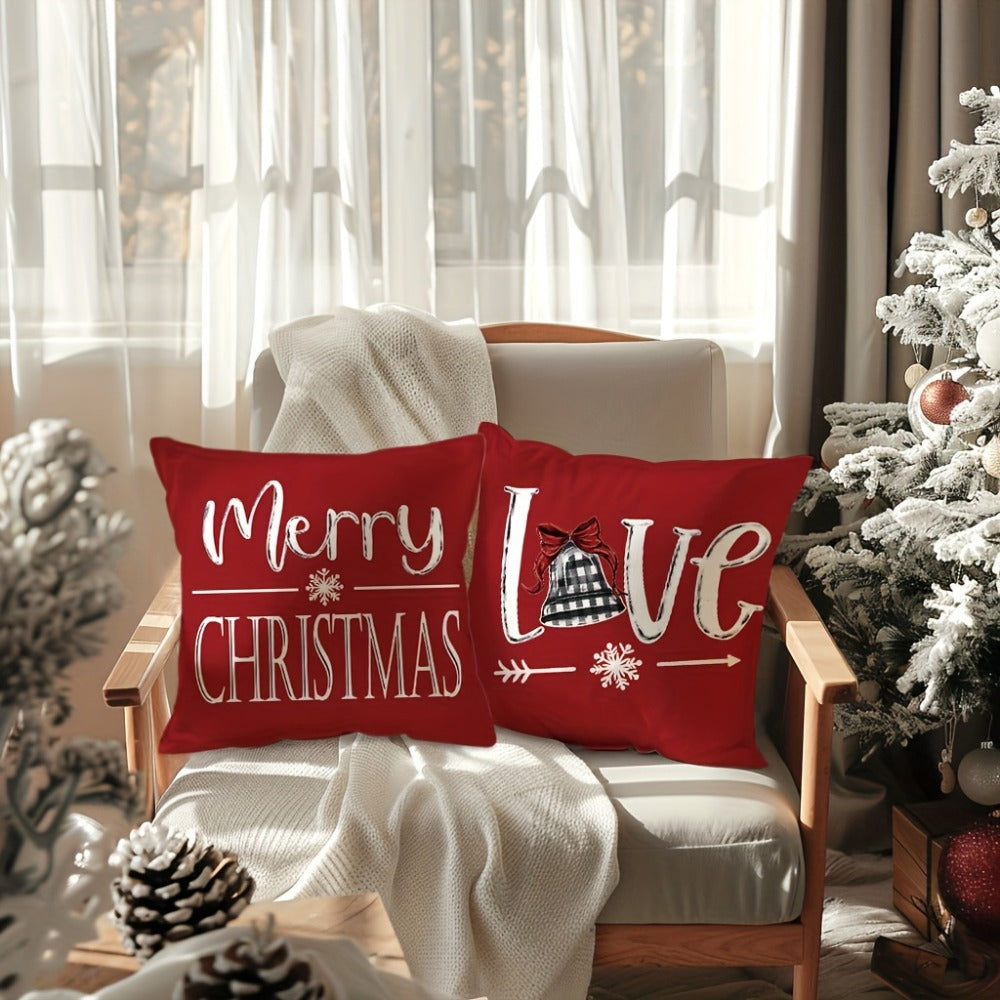 Christmas Throw Pillow Covers 4pcs Set 18x18 | Reindeer Snowman Buffalo Plaid Cushion Covers, Winter Holiday Farmhouse Home Decor, Sofa Couch Porch Patio, No Insert - product image 8