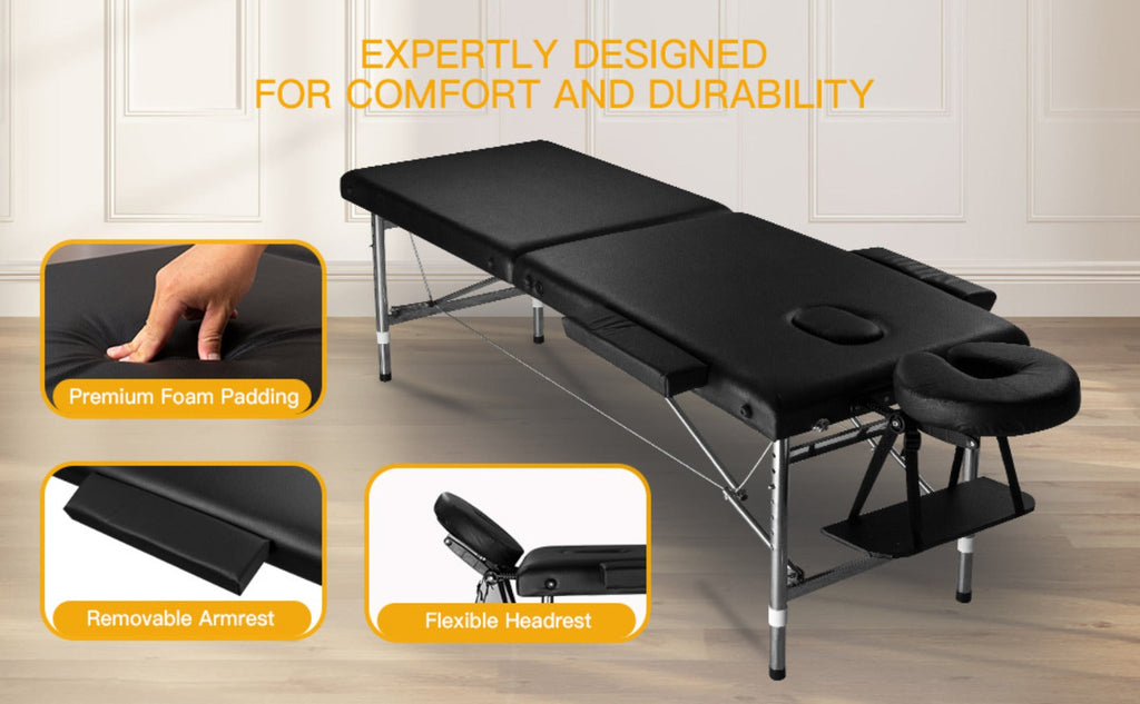 Portable Massage Table Foldable Aluminum Spa Bed – 3-Fold Adjustable Height 24" Wide Padded Treatment Bed for Esthetician, Lash Tech, Tattoo Artist, Waxing & Mobile Beauty Salon - product image 12