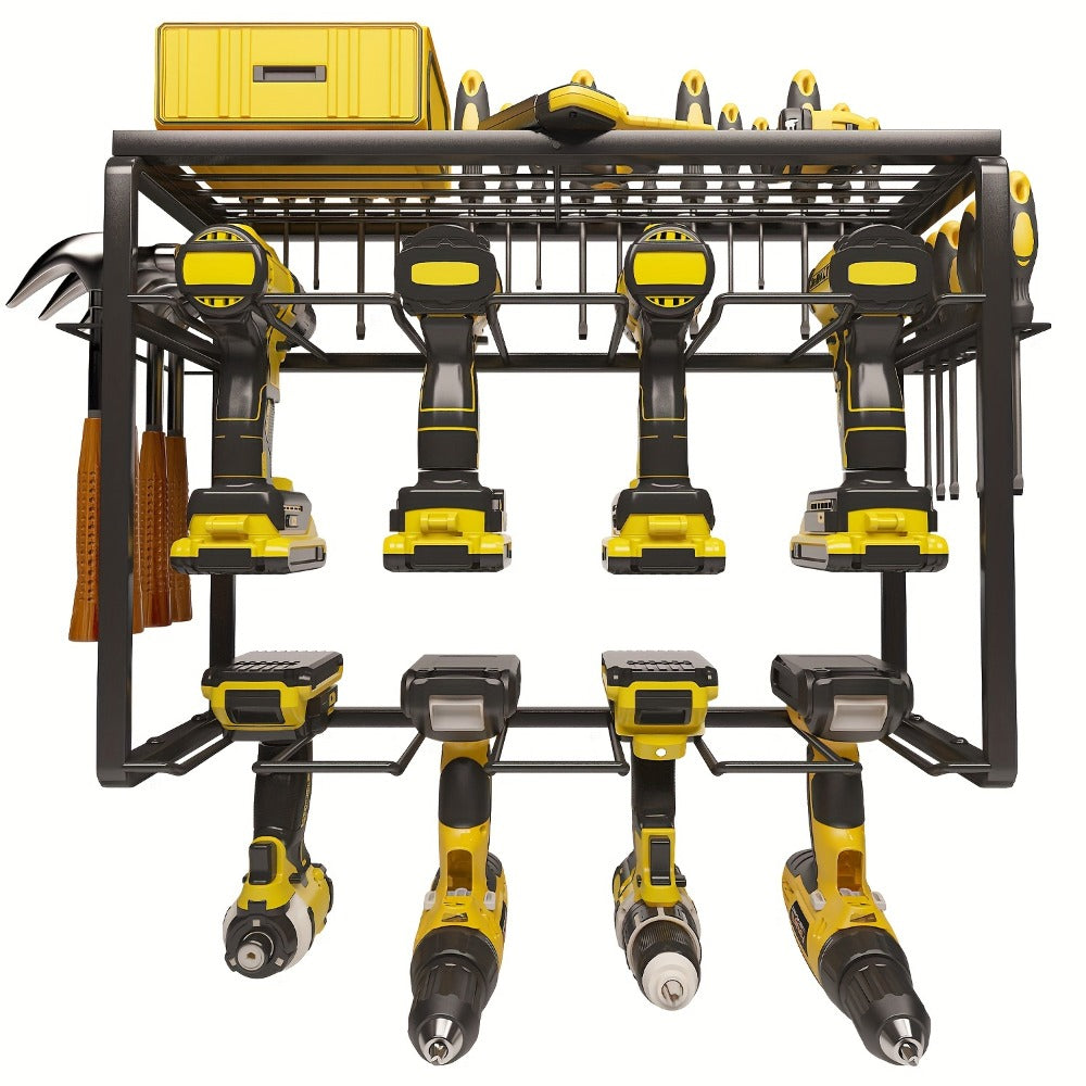 Wall Mounted Power Tool Organizer Rack – Heavy Duty Metal Drill Holder with 2/3/4 Layer Floating Shelf | Garage Tool Storage for Cordless Drills, Screwdrivers & Power Tools | No El - product image 7