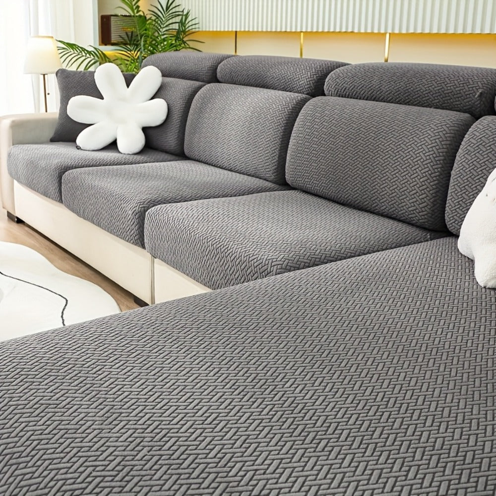 Jacquard Stretch Sofa Cover Non-Slip | Elastic Wear-Resistant Couch Slipcover, Polyester Jacquard Fabric, 1 to 4 Seat Sectional L-Shape, Armrest Backrest, Machine Washable - product image 2