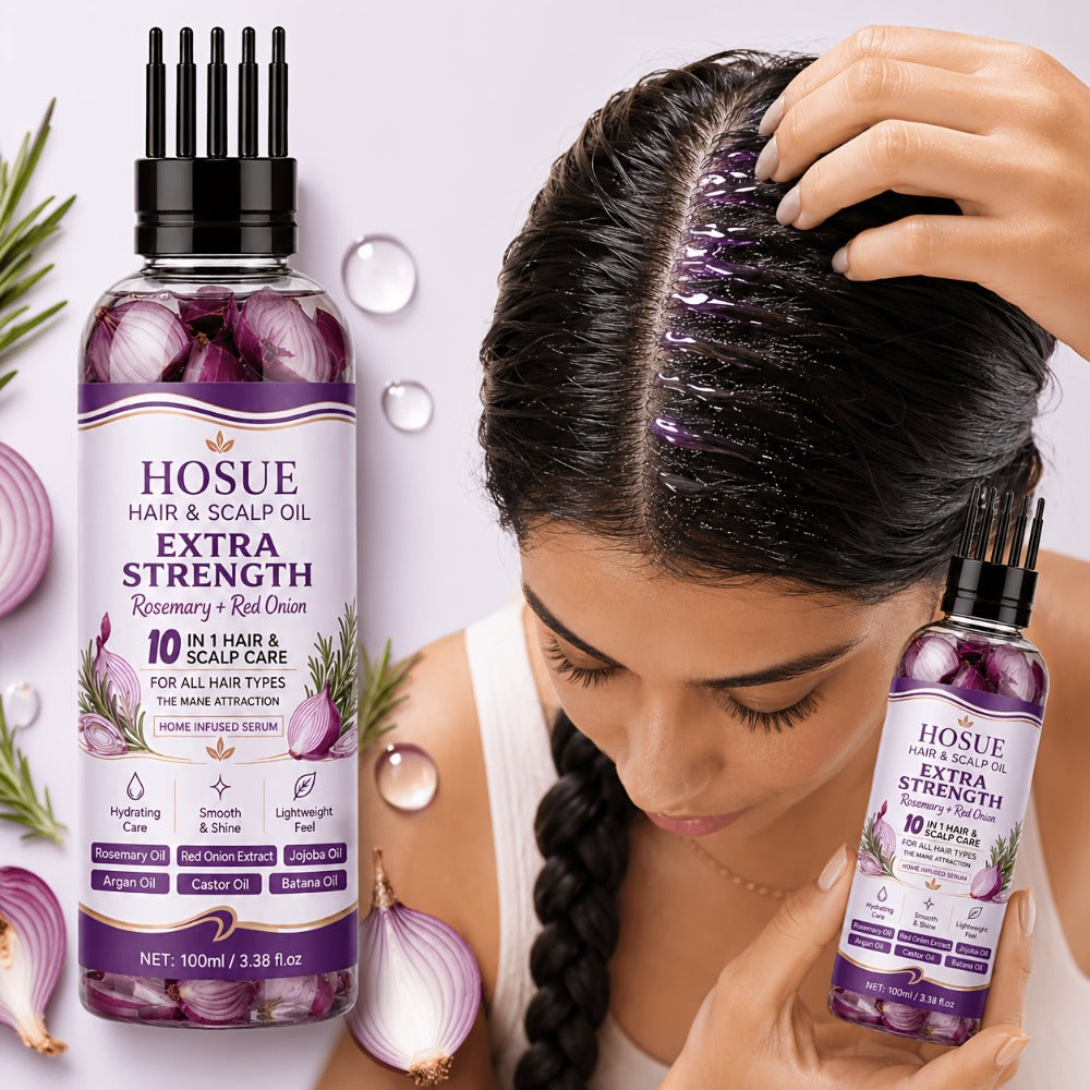 Hair Growth Oil 10-in-1 Botanical Herbal Blend Batana Rosemary Fenugreek Castor Red Onion Ginseng Turmeric Pumpkin Seed Nourishes Strengthens Shines All Hair Types 3.38oz - product image 9