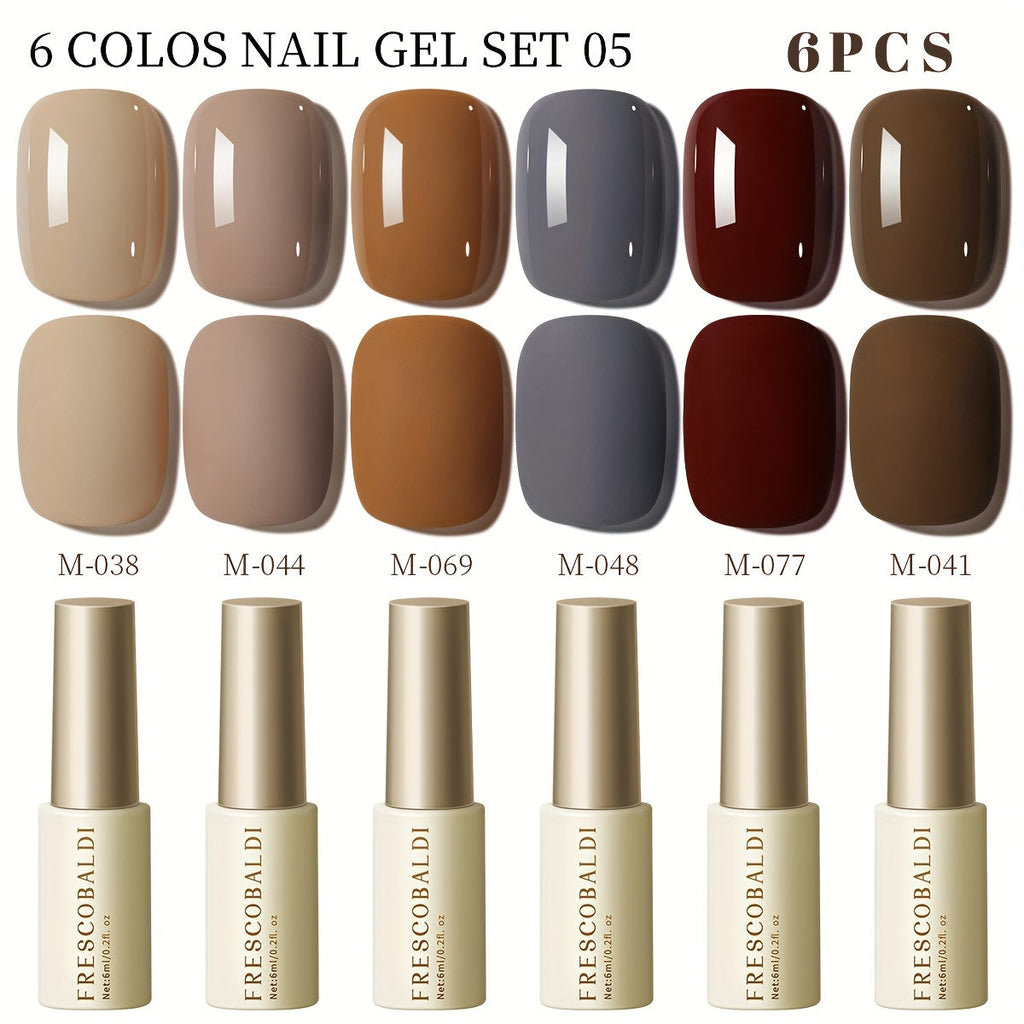 Solid Color Gel Nail Polish Set 6pcs Self-Leveling Soak-Off UV LED High Gloss Chip-Resistant – Popular Salon Shades for Daily Manicure, 8 Color Palettes Available, Nail Art Gift fo - product image 20