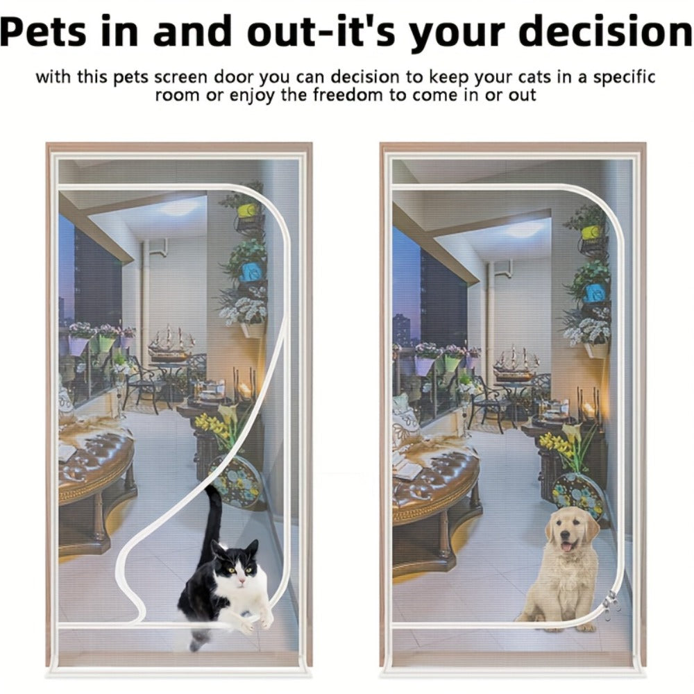 Cat Proof Door Curtain Pet Gate - Double Stitched Durable Scratch-Resistant Screen, Indoor Cat Barrier Door Cover for Doorways, Multiple Sizes, White & Black, Keep Cats In or Out o - product image 6