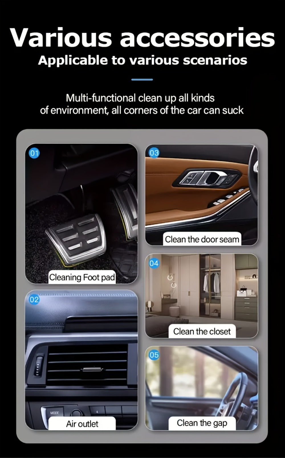 Cordless Handheld Vacuum Cleaner 18000PA Strong Suction - 2-in-1 Air Duster & Vacuum, 120W High Power, Multi-Nozzle Portable Car Vacuum for Car Interior, Home, Pet Hair, Office Des - product image 16