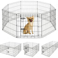 Dog Playpen 8 Panel Foldable Metal Pet Fence with Gate | Rugged Indoor Outdoor Exercise Pen for Small Dogs & Animals | 24 Inch | Multiple Configurations - product image