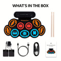 Electronic Drum Set, 9-Pads Roll-Up Electric Drum Pad Kit with Headphone Jack 10Hrs Playtime Built-In Speaker with Drumsticks Pedals, Xmas Birthday Gift for - product image 3