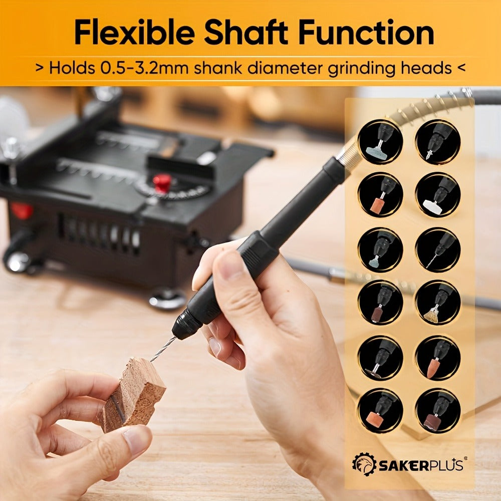 SakerPlus Mini Table Saw - 120/136pcs Multifunctional Portable All-in-One Machine, 7-Speed Adjustable, Cutting Sanding Carving Drilling for Metal, Wood & Aluminum, DIY Power Tool G - product image 6
