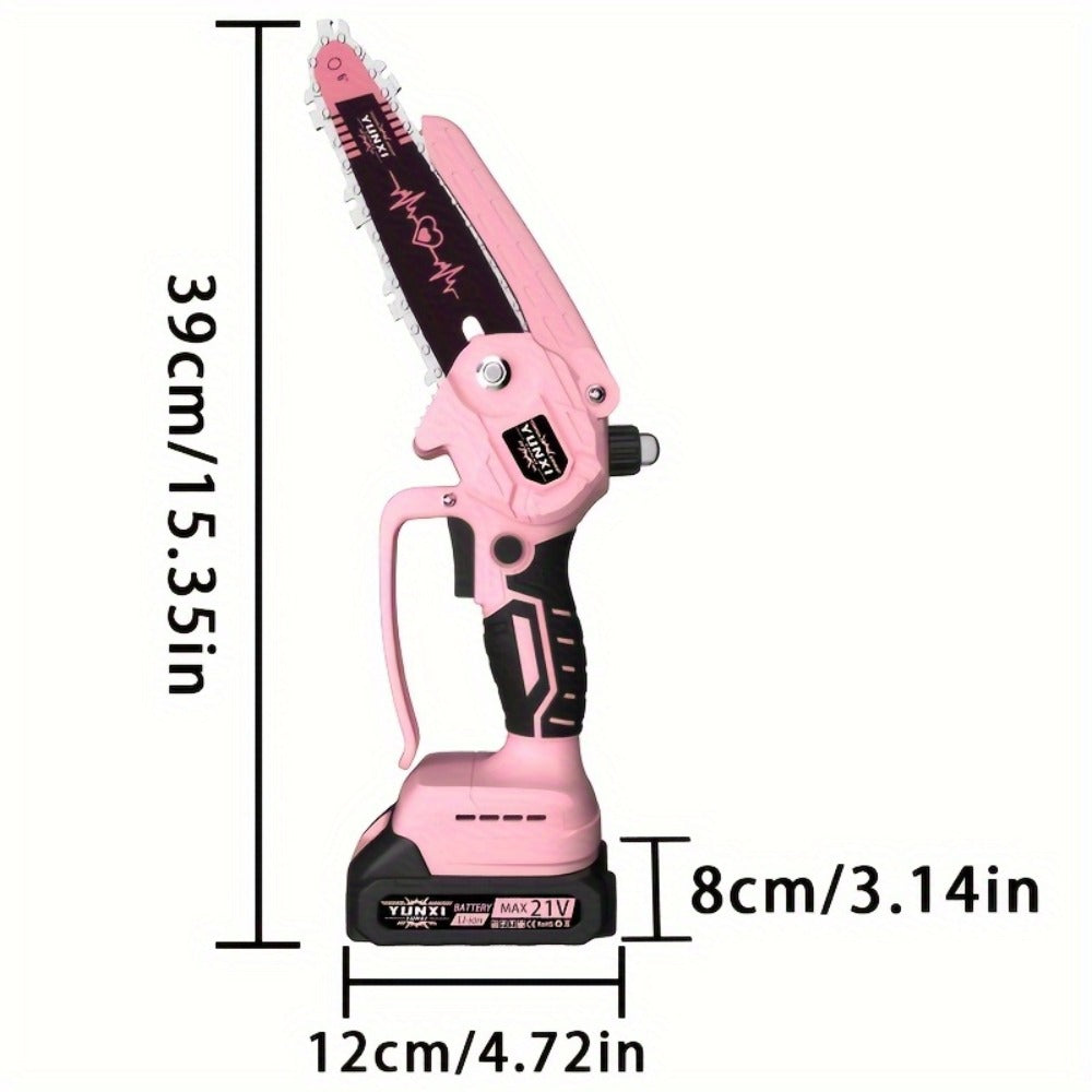 Mini Chainsaw 6 Inch 21V Cordless Battery Powered | Handheld Electric Chain Saw for Tree Branch Trimming Wood Cutting | Lightweight Portable Pruning Saw Pink - product image 4