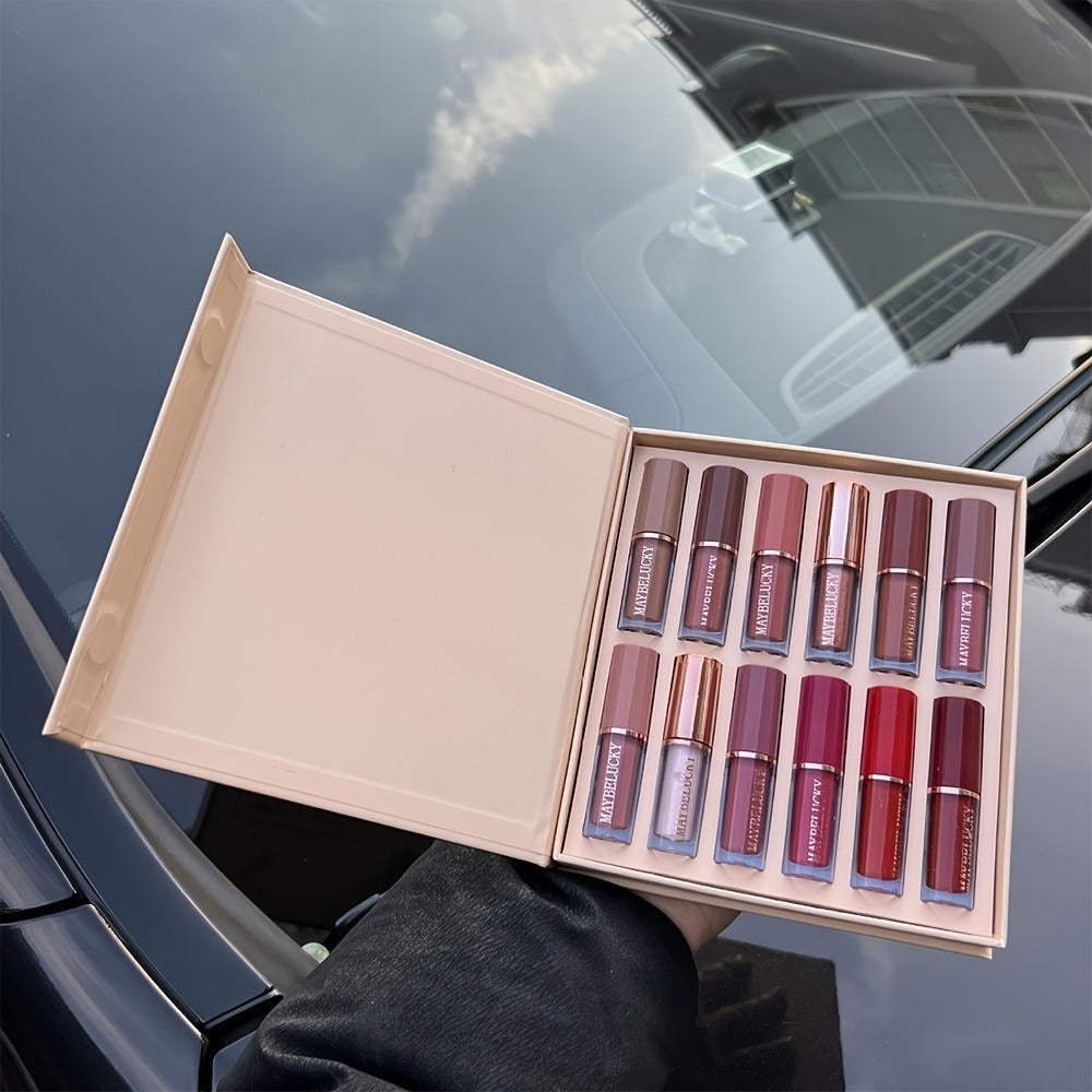 Liquid Lipstick Set 12 Pcs Velvet Matte Long-Lasting – Non-Transfer Shimmer & Nude Shades in Elegant Book-Style Gift Box, Complete Lip Color Collection for Women, Christmas Valenti - product image 8