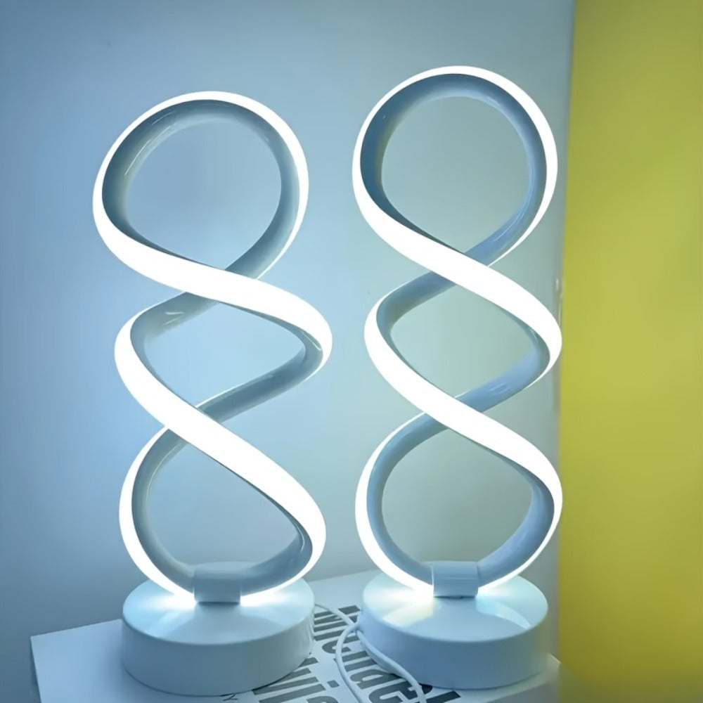 Spiral LED Table Lamp, Dimmable Push Button Control Desk Light for Bedroom Living Room Office, Modern Metal Base Indoor Accent Lamp, Unique Spiral Design Home Decor Gift for Christ - product image 7