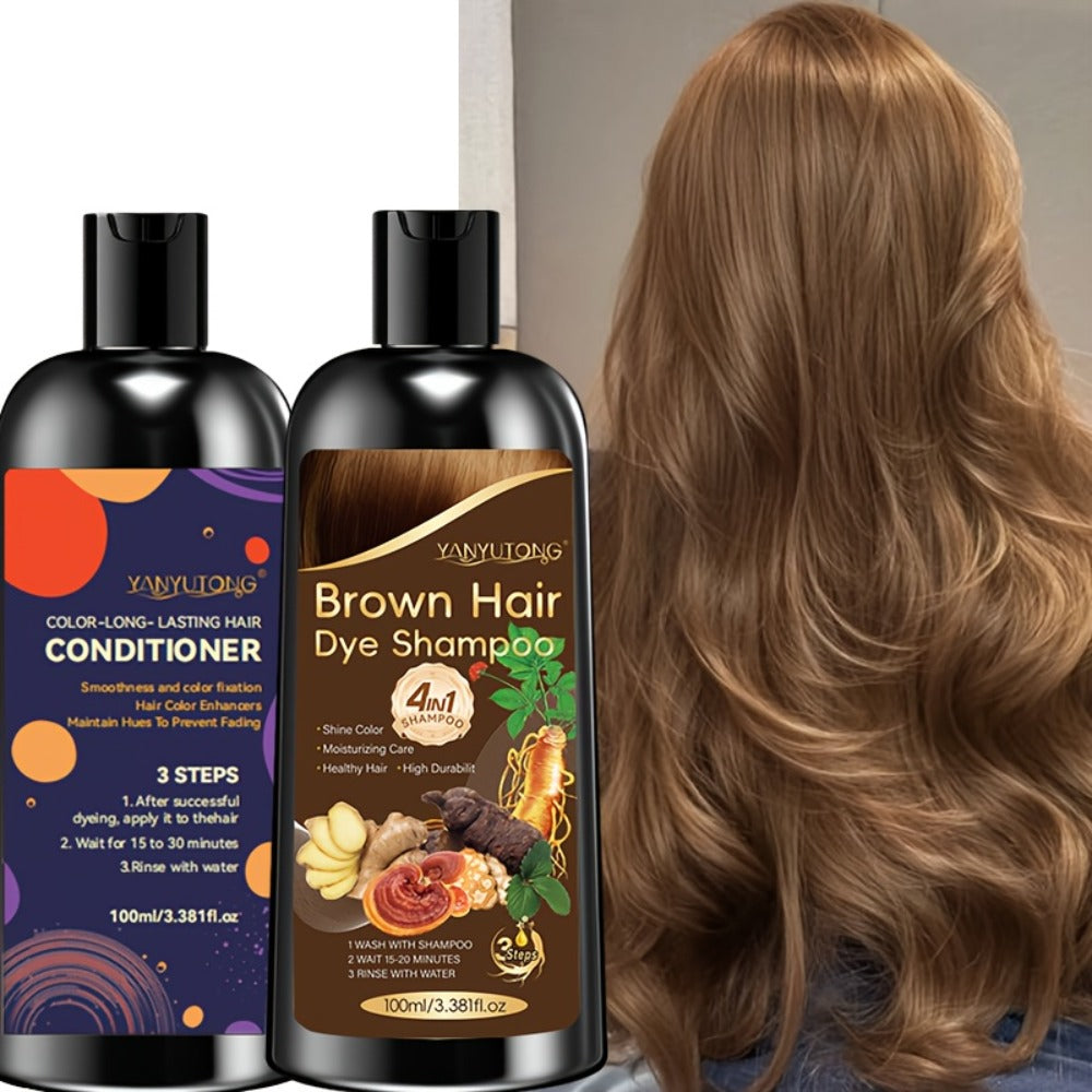Gray Hair Coverage Shampoo and Conditioner Set — 4-in-1 Hair Dye with Ginger & Herbal Extracts, Long-Lasting Color for Women & Men, Gentle Moisturizing Formula, 3 Shades Available - product image 4