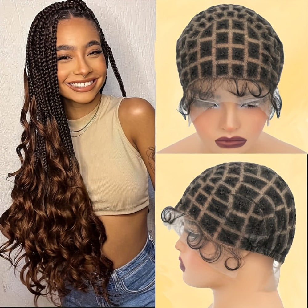 Crochet Wig Cap DIY Braiding Set Double Full Lace Baby Hair Premade Lace Front | Nylon Hair Net Hook Tool for Making Braided Wigs 82 109 112 121 Sections Natural Black - product image 3