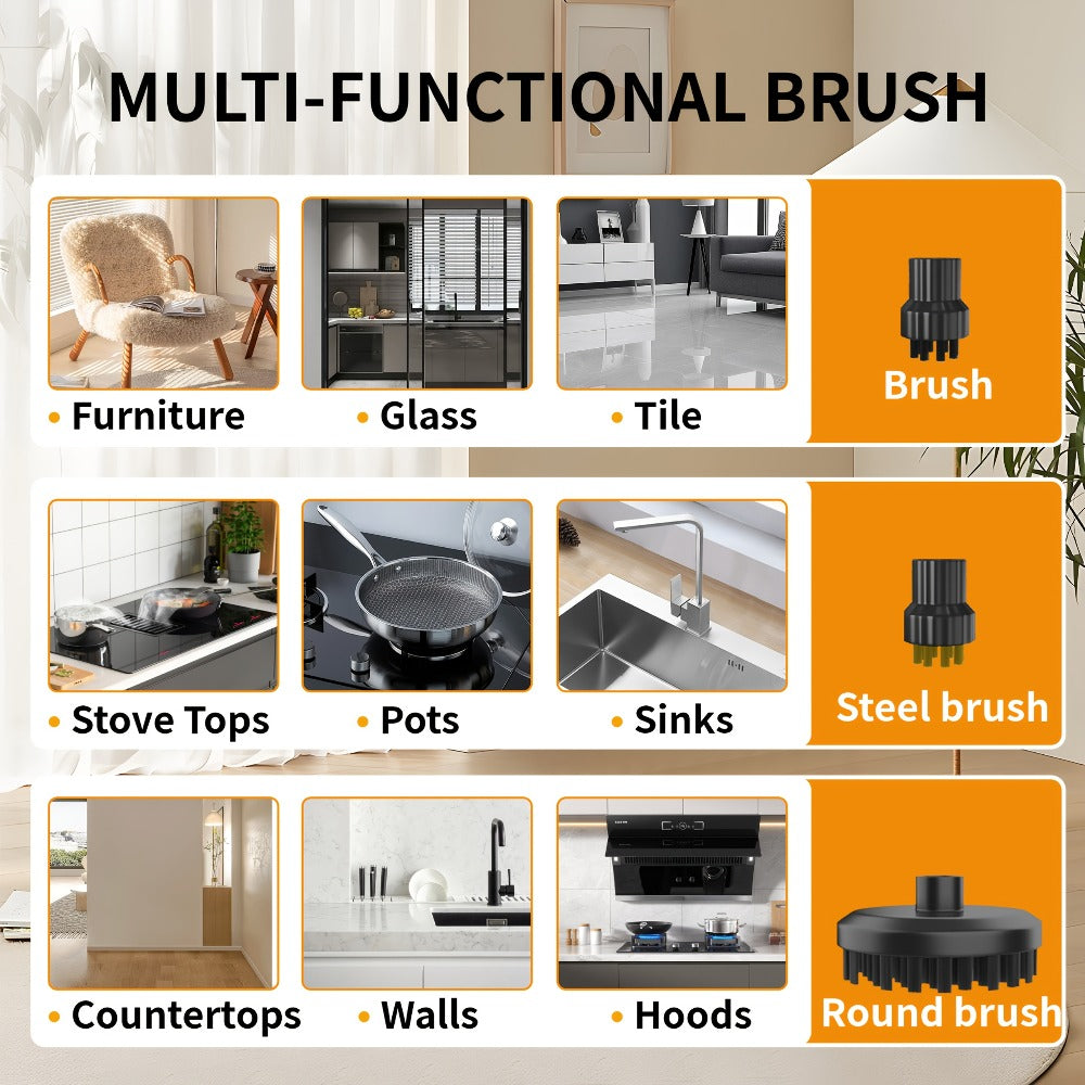 Steam Cleaner Handheld High Pressure Portable | Chemical-Free Deep Clean for Kitchen Grease Range Hood Sofa Tile Grout Car AC Washing Machine | Multi-Surface Steam Cleaning Machine - product image 6