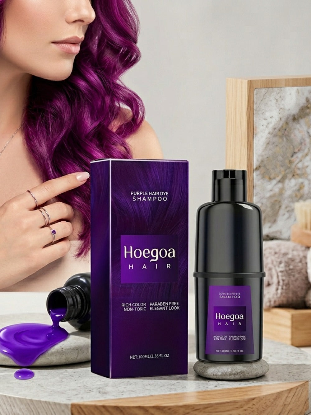 3-in-1 Hair Dye Shampoo Conditioner Color Foam No-Damage Herbal Formula Moisturizing High Shine Easy Apply for All Hair Types Purple Black Red Brown - product image 10