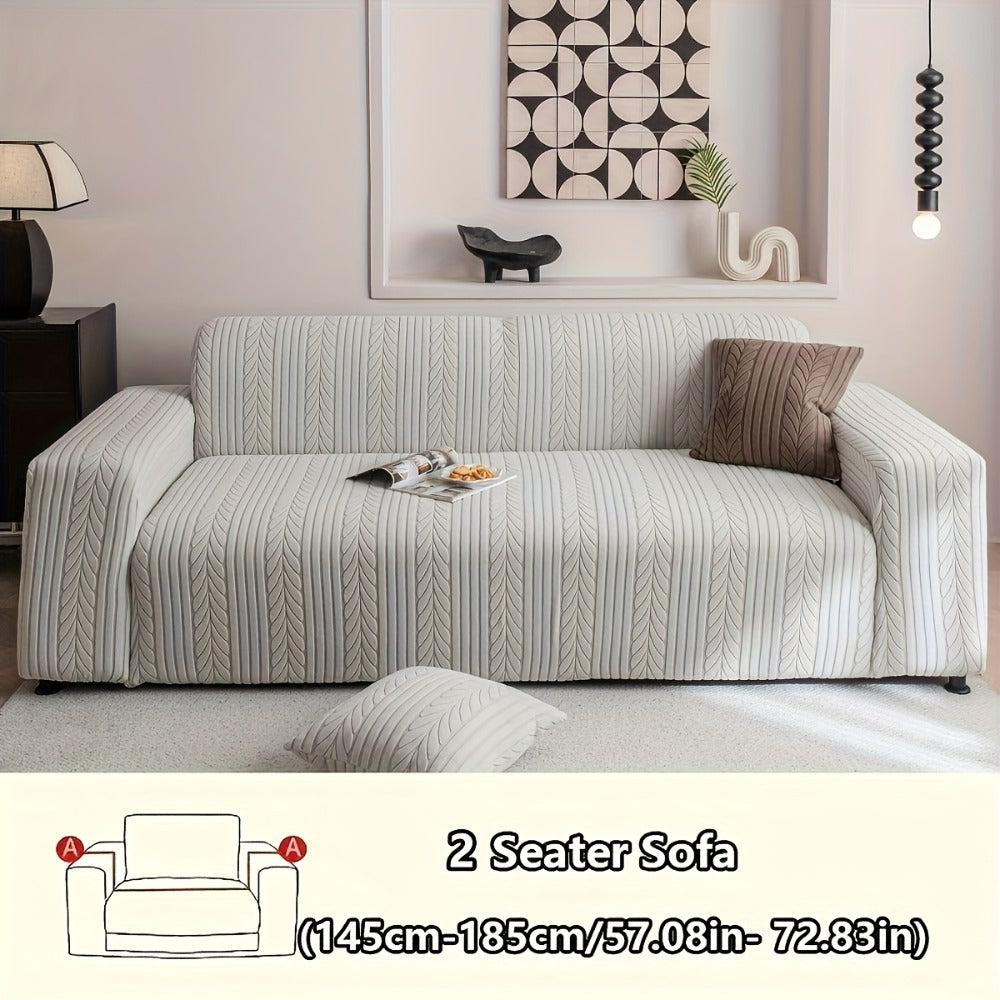 Sofa Cover Stretchy Washable Slipcover for 1 2 3 4 Seater Couch, Zigzag Textured Fabric, Scratch Slip Resistant Furniture Protector, Cream White Light Grey Dark Gray Coffee Brown - product image 11
