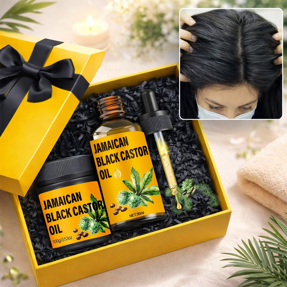 JBCO Hair Growth Set 2-Piece – Pure Cold-Pressed Jamaican Black Castor Oil & Nourishing Hair Cream, Scalp Moisturizer, Strengthens & Reduces Breakage, All Hair Types Women & Men - product image