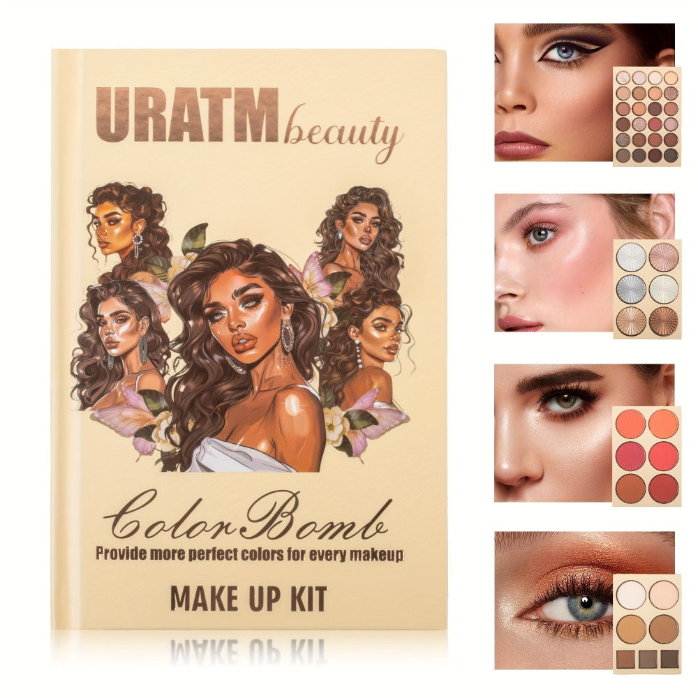 43-Color Eyeshadow Palette Book-Style Folding All-in-One Matte Shimmer Glitter Contour Blush & Highlighter – Multifunctional Makeup Palette for All Skin Tones Everyday & Special Oc - product image