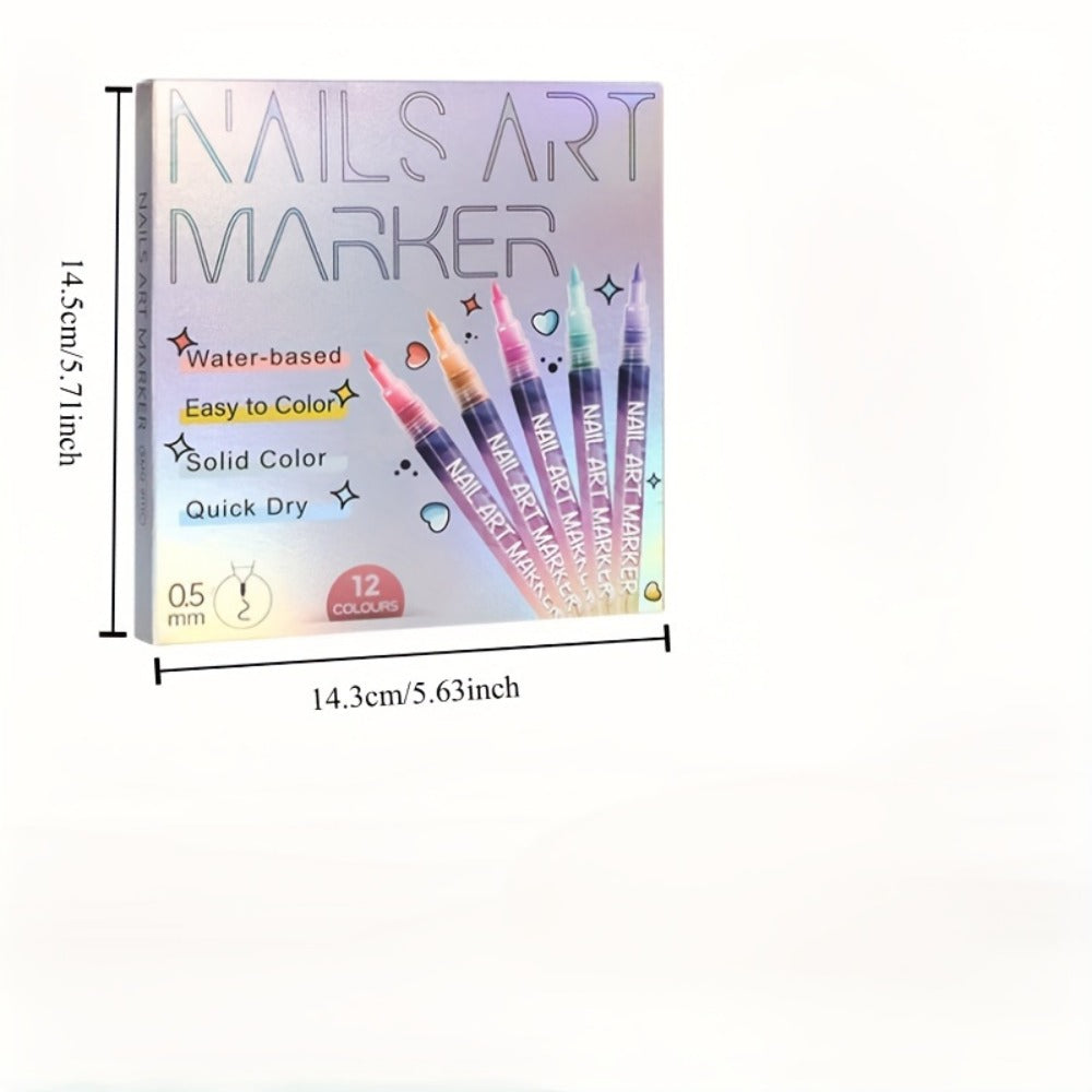 Acrylic Nail Art Pen Set 12 Colors 3D Doodle & Dot Stitching Pens – Quick Drying Precision Fine Tip for Professional Home Salon Nail Design, Long Lasting Vibrant Pigment - product image 2