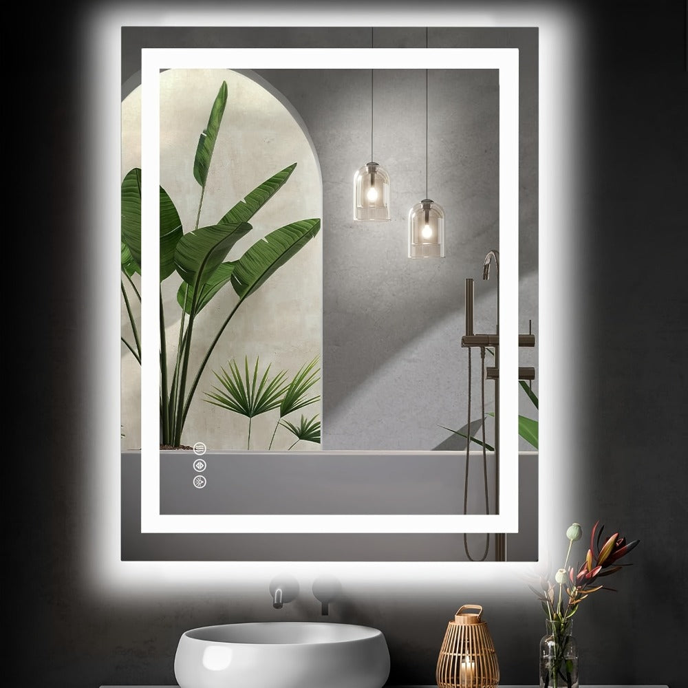 LED Bathroom Mirror with Anti-Fog – Dimmable Vanity Mirror, 3 Color Lighting Modes, Dual Light Source, Wall Mounted Horizontal or Vertical, Tempered Glass, Multiple Sizes - product image 8