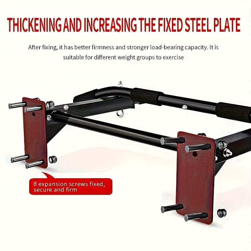 Heavy Duty Steel, Adjustable Height, Ergonomic Grips, Easy Installation with Pre-Drilled Holes for Pull-Ups, Push-Ups & Chin-Ups | Wall-Mounted Pull-Up Bar for - product image 3