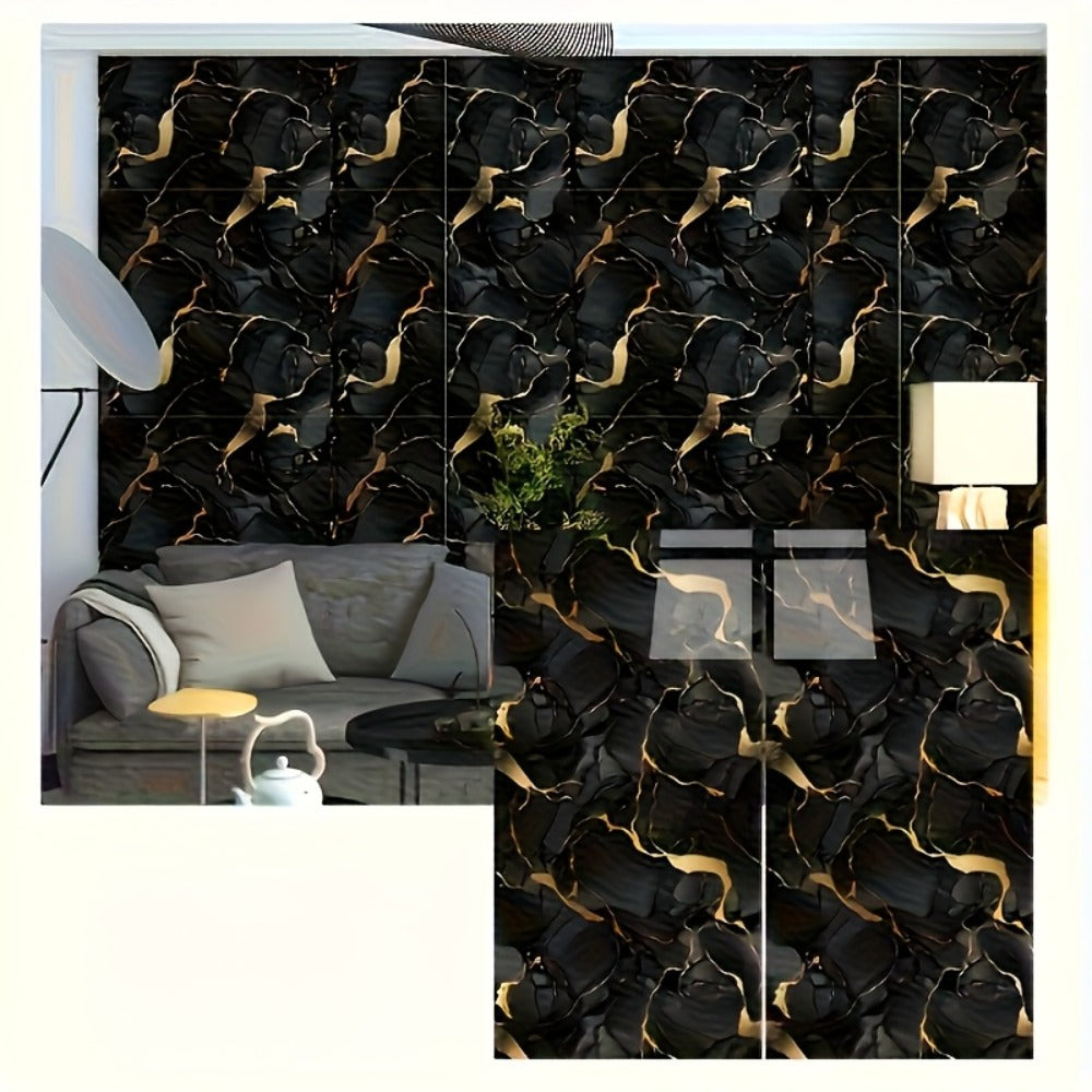 Peel and Stick Marble Tile Stickers – Self Adhesive Foam Wall Tiles for Bathroom Kitchen Office Bohemian Home Decor (50/100pcs, White/Gray/Black/Blue Gold) - product image 12