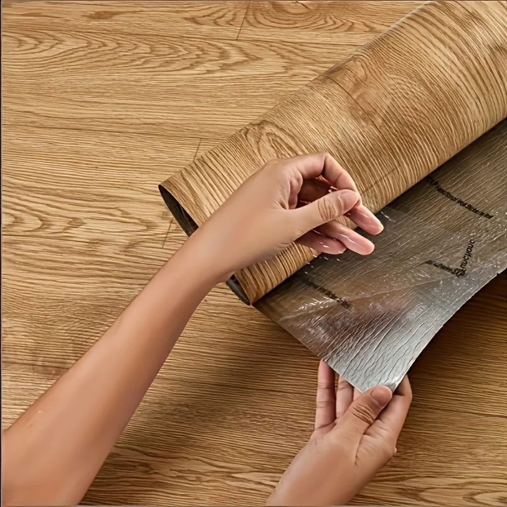 Wood Grain Floor Sticker Roll Peel & Stick Self-Adhesive Non-Slip Thickened Vinyl – Vintage DIY Flooring for Walls, Floors, Desks & Door Panels - product image