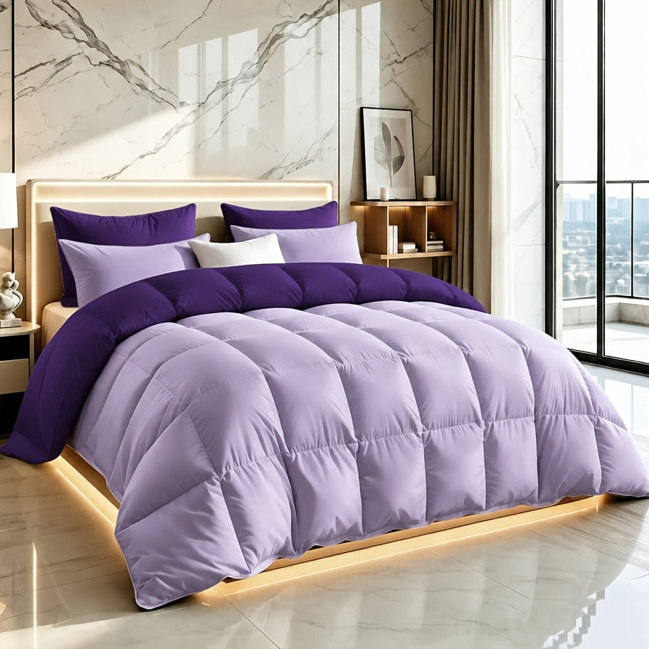 3 pcs Solid Color Thick Quilt Set 1 Comforter 1/2 Pillowcases Queen/King Size Bedding Sets Quilted Grid Stitching All-Season Comforter Soft Breathable Cozy - product image 6