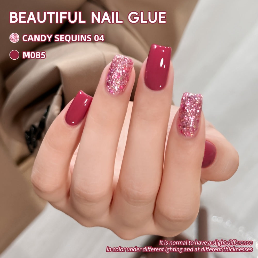 Glitter Gel Nail Polish Set 2pcs – Candy Holographic Sequin Nude Pink Sparkling Semi Permanent Soak Off UV LED Nail Art Varnish Manicure Kit for Women - product image 7