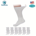 Cotton Diabetic Crew Socks 12 Pairs Non-Binding Neuropathy Loose Fit Seamless Cushioned Full Length for Men Women Edema Sensitive Feet White Black Brown Khaki Navy Grey - product image 14